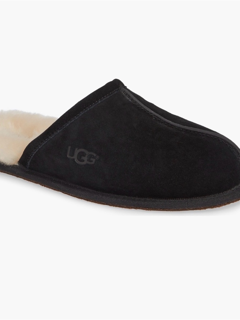 UGG Scuff Slipper Black Suede Slip-On Shearling Mule